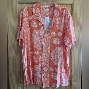 Brand New Pac Sun Coral Button Down Paisley Print Size XL‎